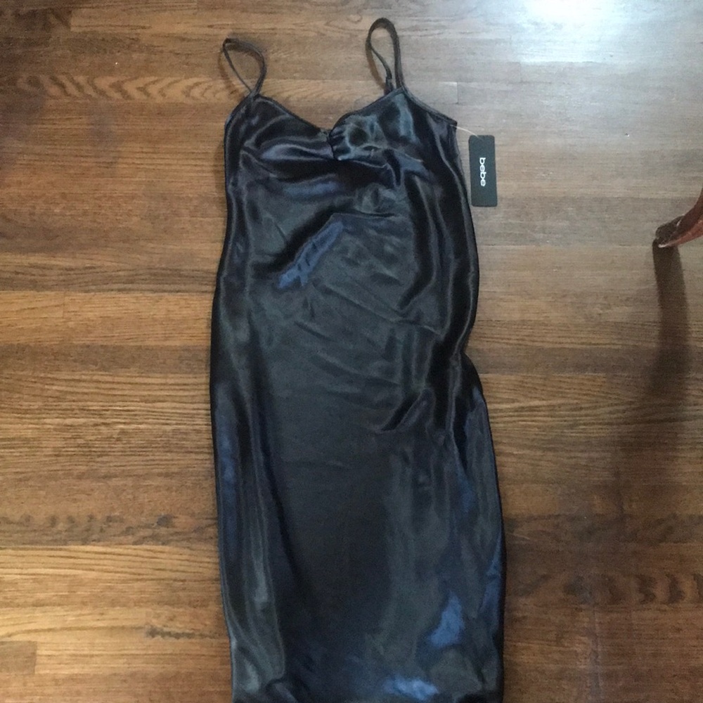 Black silk dress brand bebe